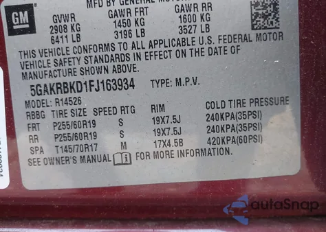 2015 Buick Enclave Leather from USA, damaged, VIN 5GAKRBKD1FJ163934